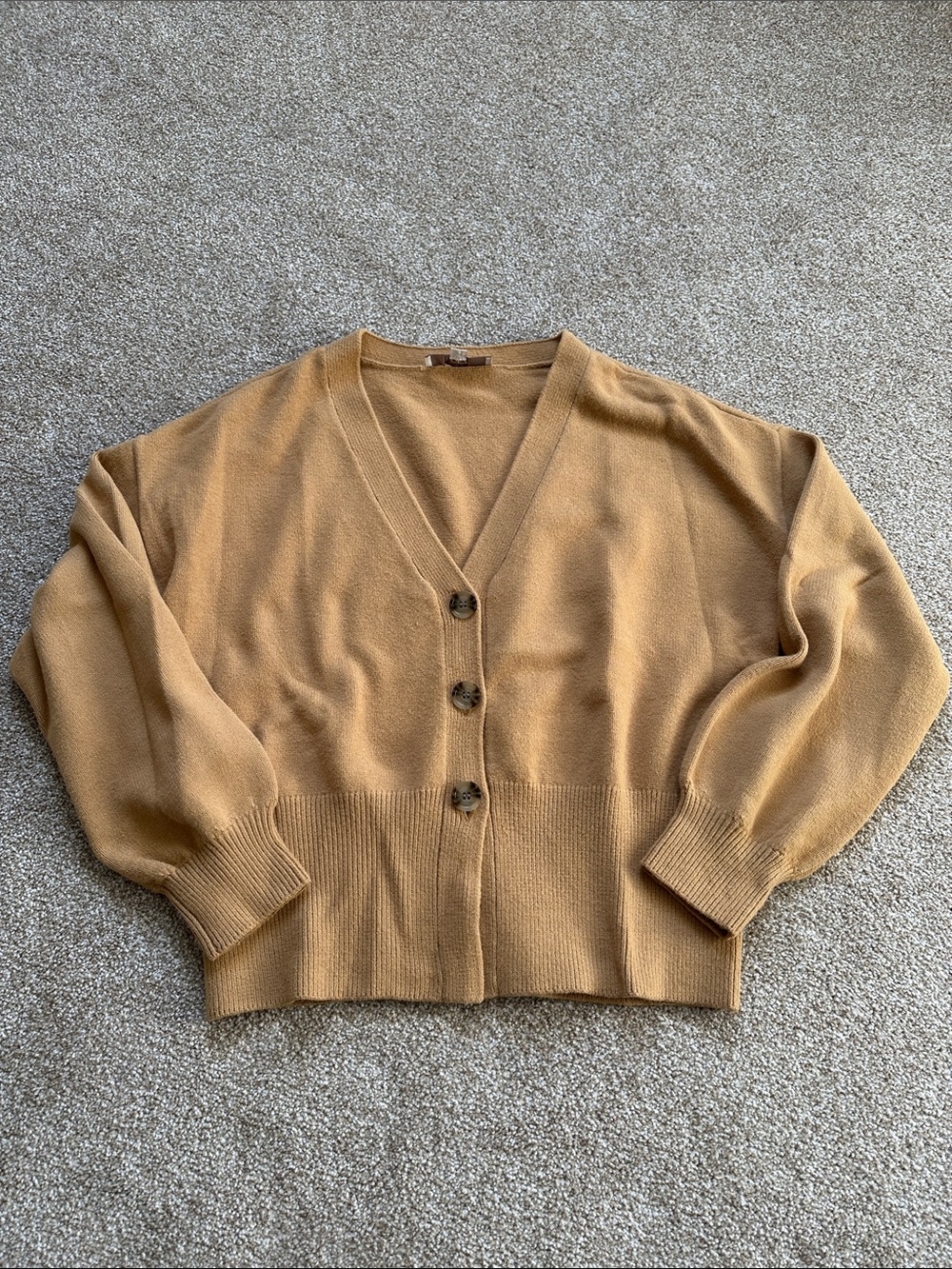 LOFT Camel/Tan V-Neck Button Front Cardigan